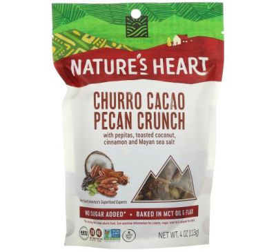 Nature's Heart, Хрустящий пекан с чурро, какао, 113 г (4 унции)