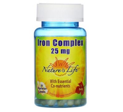 Nature's Life, комплекс заліза, 25 мг, 50 вегетаріанських капсул