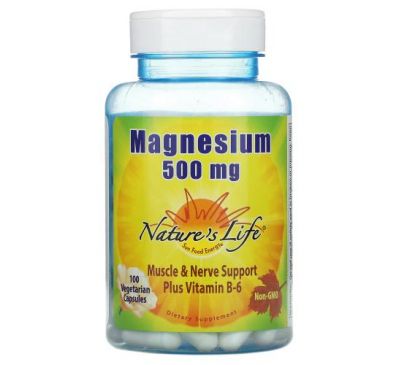 Nature's Life, магній, 500 мг, 100 вегетаріанських капсул
