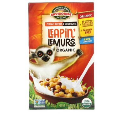Nature's Path, Envirokidz Organic, Зерновые хлопья Leapin 'Lemurs, арахисовое масло и шоколад, 10 унций (284 г)