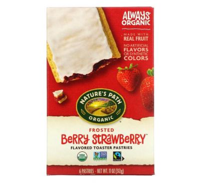 Nature's Path, Organic Flavored Toaster Pastries, Frosted Berry Strawberry, 6 Pastries, 11 oz (312 g)