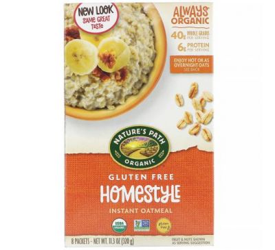 Nature's Path, Organic Instant Oatmeal, Homestyle,  8 Packets, 11.3 oz (320 g)