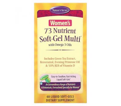 Nature's Secret, 73 Nutrient Soft-Gel Multi, мультивитамины для женщин с маслами омега-3, 60 желатиновых капсул