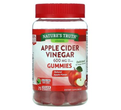Nature's Truth, Apple Cider Vinegar, Natural Apple, 600 mg, 75 Vegan Gummies