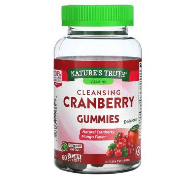 Nature's Truth, Cleansing Cranberry Gummies,  Natural Cranberry Mango , 60 Vegan Gummies