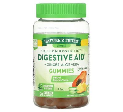 Nature's Truth, Digestive Aid + Ginger, Aloe Vera Gummies, Natural Tropical, 50 Vegan Gummies