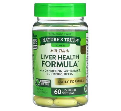 Nature's Truth, Gold Series Liver Health Formula, With Dandelion, Artichoke, Turmeric, Beets, 60 Liquid Max Softgels