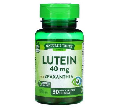 Nature's Truth, Lutein, Plus Zeaxanthin, 40 mg, 30 Quick Release Softgels
