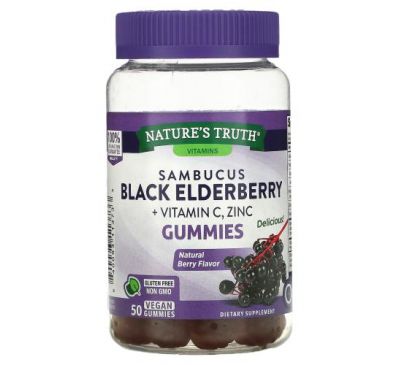 Nature's Truth, Sambucus Black Elderberry Plus Vitamin C & Zinc, 50 Vegan Gummies