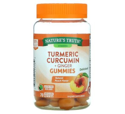 Nature's Truth, Turmeric Curcumin + Ginger, Natural Peach, 70 Vegan Gummies