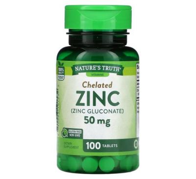 Nature's Truth, Zinc, Chelated, 50 mg, 100 Tablets