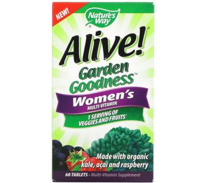 Nature's Way, Alive! Garden Goodness, мультивітамін для жінок, 60 таблеток