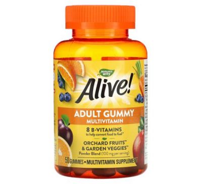Nature's Way, Alive! Multi-Vitamin Gummies, Great Fruit Flavors, 50 Gummies