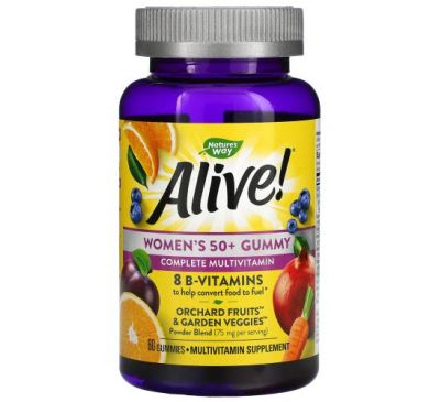 Nature's Way, Alive! Жувальні вітаміни для жінок від 50 років зі смаком фруктів, 60 жувальних таблеток