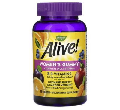 Nature's Way, Alive! комплекс мультивітамінів для жінок, зі смаком ягід, 60 жувальних таблеток