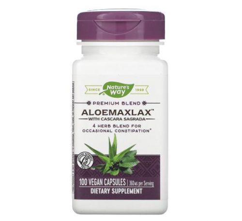 Nature's Way, AloeMaxLax with Cascara Sagrada, 360 mg, 100 Vegan Capsules