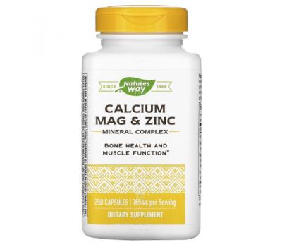 Nature's Way, Calcium, Mag & Zinc, Mineral Complex, 765  mg, 250 Capsules