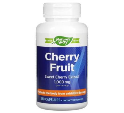 Nature's Way, Cherry Fruit, экстракт черешни, 500 мг, 180 капсул