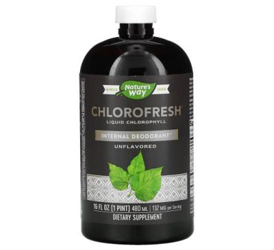 Nature's Way, Chlorofresh, рідкий хлорофіл, з нейтральним смаком, 480 мл (16 рідк. унцій)