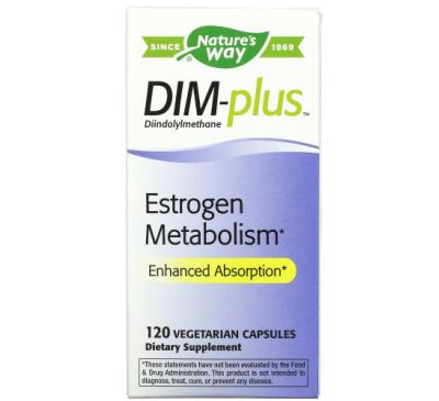 Nature's Way, DIM-plus, метаболизм эстрогенов, 120 вегетарианских капсул