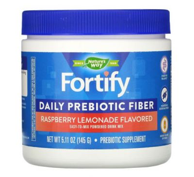 Nature's Way, Fortify, Daily Prebiotic Fiber Powdered Drink Mix, Raspberry Lemonade, 5.11 oz (145 g)