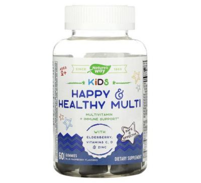 Nature's Way, Kids, Happy & Healthy Multi, Ages 2 +, Blue Raspberry, 60 Gummies