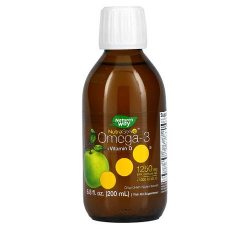 Nature's Way, NutraSea + D, Omega-3 + Vitamin D, Crisp Apple Flavor, 6.8 fl oz (200 ml) Liquid