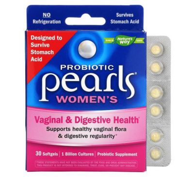 Nature's Way, Probiotic Pearls, пробіотичний засіб для жіночого травного і вагінального здоров’я, 30 капсул