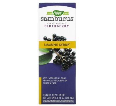 Nature's Way, Sambucus Immune Syrup, Standardized Elderberry, 8 fl oz (240 ml)