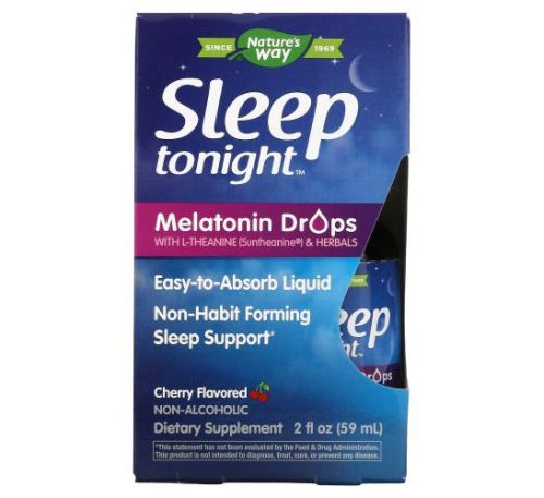 Nature's Way, Sleep Tonight, Melatonin Drops With L-Theanine & Herbals, Cherry, 2 fl oz ( 59 ml)