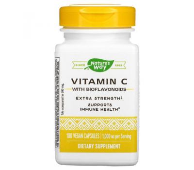 Nature's Way, Vitamin C With BioFlavonoids, Extra Strength, 1,000 mg, 100 Vegan Capsules