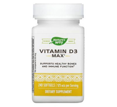 Nature's Way, Vitamin D3, 125 mcg, 240 Softgels