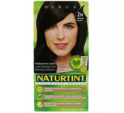 Naturtint, Permanent Hair Color, 2N Brown-Black, 5.6 fl oz (165 ml)