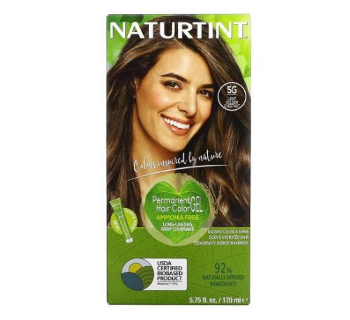 Naturtint, стійка гель-фарба для волосся, 5G світлий золотисто-каштановий, 170 мл (5,75 рідк. унції)