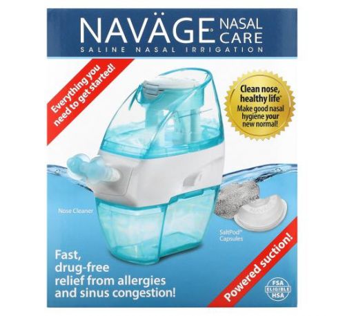 Navage, Nasal Care, Saline Nasal Irrigation Starter Kit, Nose Cleaner Model SDG-2 + 20 Saltpod Capsules