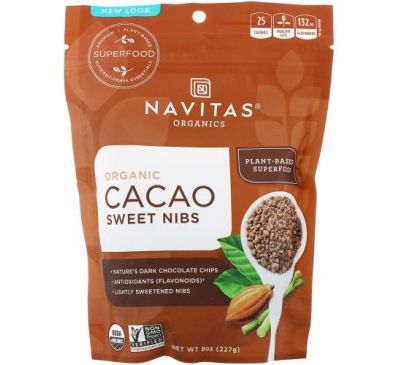 Navitas Organics, Органические сладкие перья какао, 227 г (8 унций)