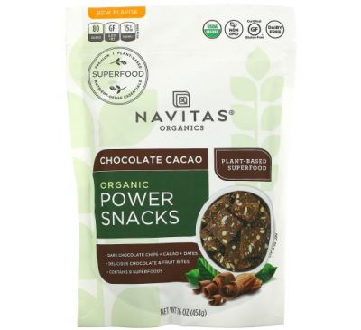 Navitas Organics, Organic Power Snacks, шоколадное какао, 454 г (16 унций)