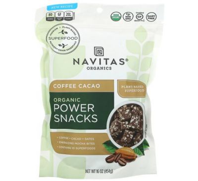 Navitas Organics, Organic Power Snacks, кофе и какао, 454 г (16 унций)