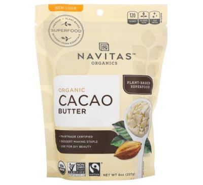 Navitas Organics, органічне масло какао, 227 г (8 унцій)