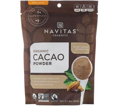 Navitas Organics, органічний порошок какао, 227 г (8 унції)