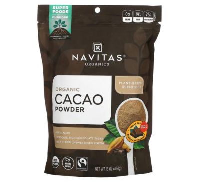 Navitas Organics, органічний порошок какао, 454 г (16 унції)