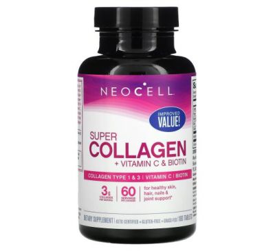 Neocell, Super Collagen, + Vitamin C & Biotin,  180 Tablets