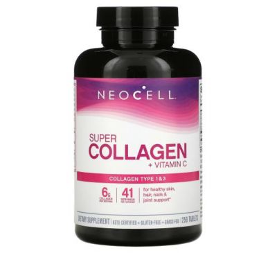 Neocell, Super Collagen + C, добавка с коллагеном и витамином C, 250 таблеток