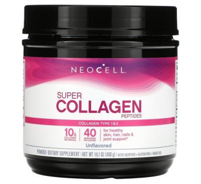 Neocell, Super Collagen Peptides, Unflavored, 14.1 oz (400 g)