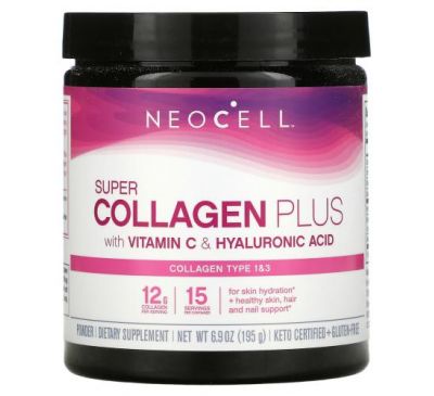 Neocell, Super Collagen Plus with Vitamin C & Hyaluronic Acid, 6.9 oz (195 g)