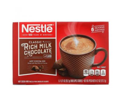 Nestle Hot Cocoa Mix, Смесь со вкусом насыщенного молочного шоколада, 6 пакетиков весом 20,2 г (0,71 унции) каждый
