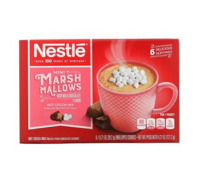 Nestle Hot Cocoa Mix, шматочки зефіру, насичений смак молочного шоколаду, 6 пакетиків по 20,2 г (0,71 унції)