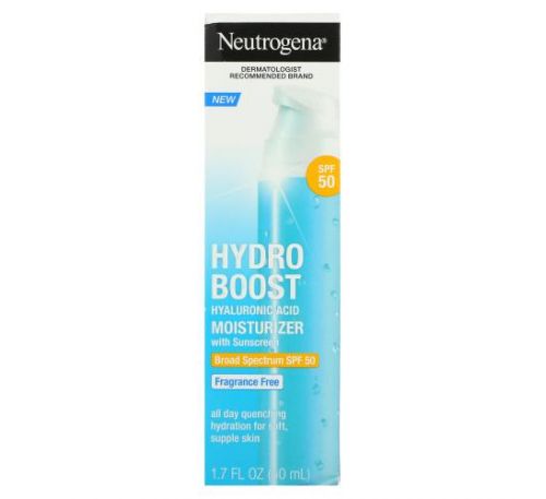 Neutrogena, Hydro Boost Hyaluronic Acid Moisturizer With Sunscreen, SPF 50, Fragrance-Free, 1.7 fl oz  (50 ml)