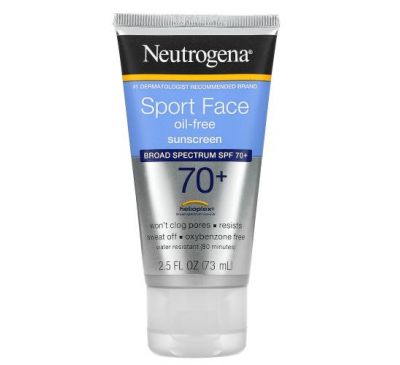 Neutrogena, Sport Face, для обличчя, сонцезахисний засіб без олії, SPF 70+, 73 мл (2,5 рідк. унції)