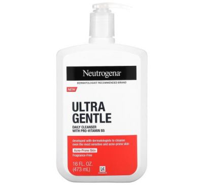 Neutrogena, Ultra Gentle, Daily Cleanser With Pro-Vitamin B5, Fragrance-Free, 16 fl oz (473 ml)